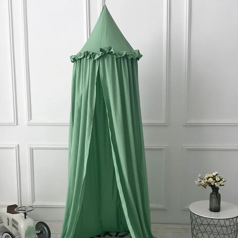 Ciel de lit bebe motif floral vert