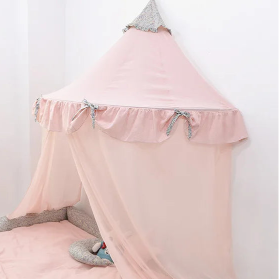 Ciel de lit cabane magnifique rose 3