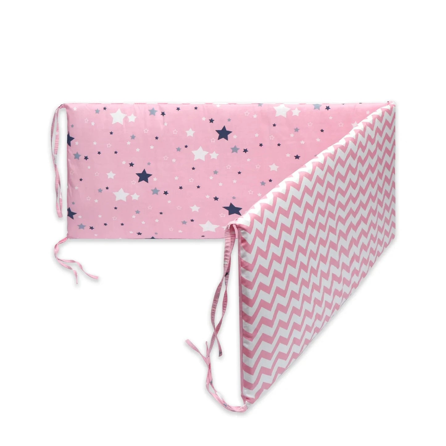 Contour de lit de bébé etoiles noires rose - idealechambredebb.com