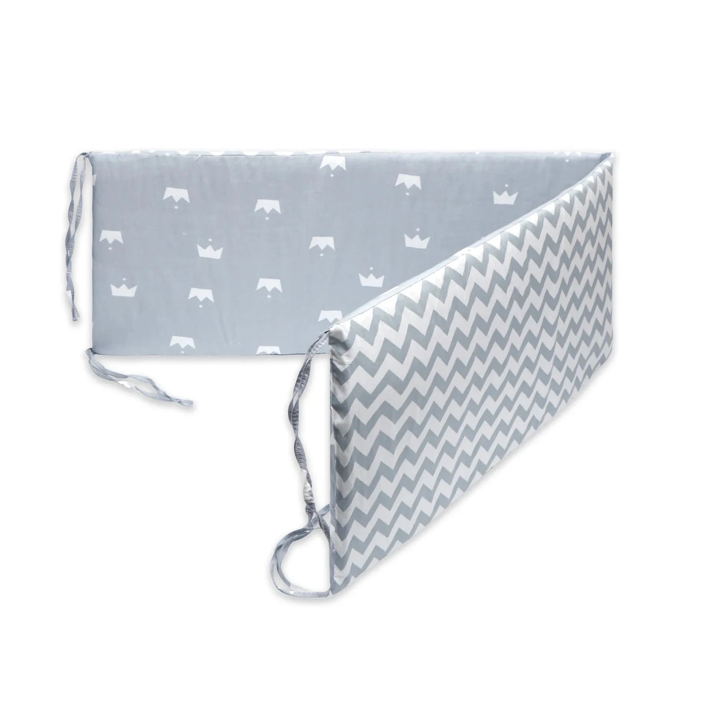 Contour de lit de bébé gris couronnes- idealechambredebb.com