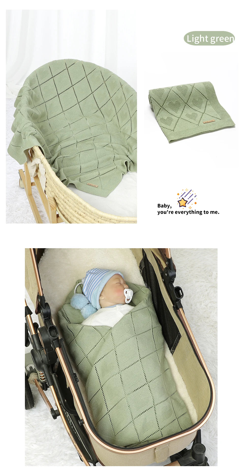 Couvertures pour bébé en tricot de coton