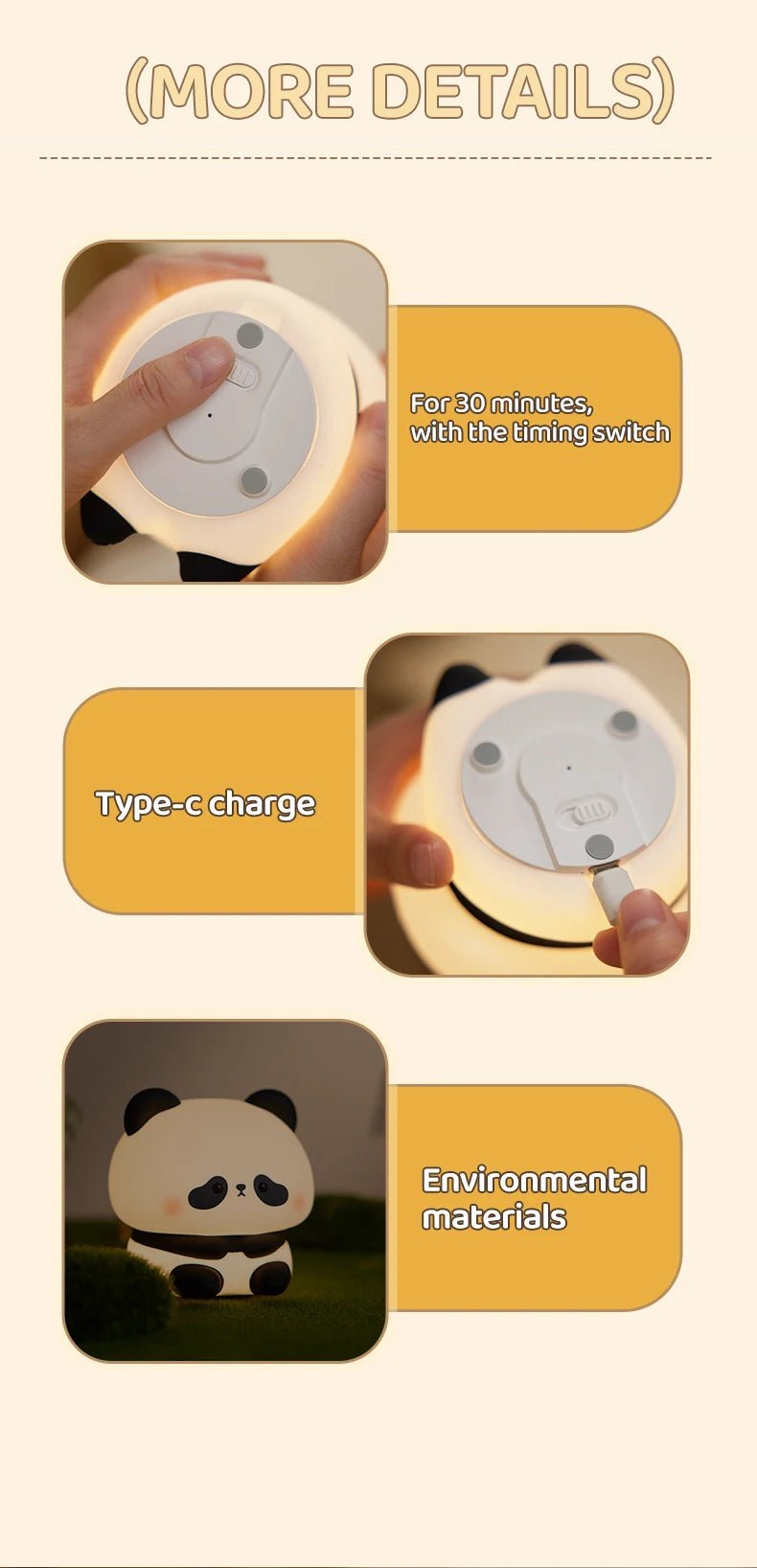 Veilleuse LED Panda en silicone - Chambre de Bébé Idéale