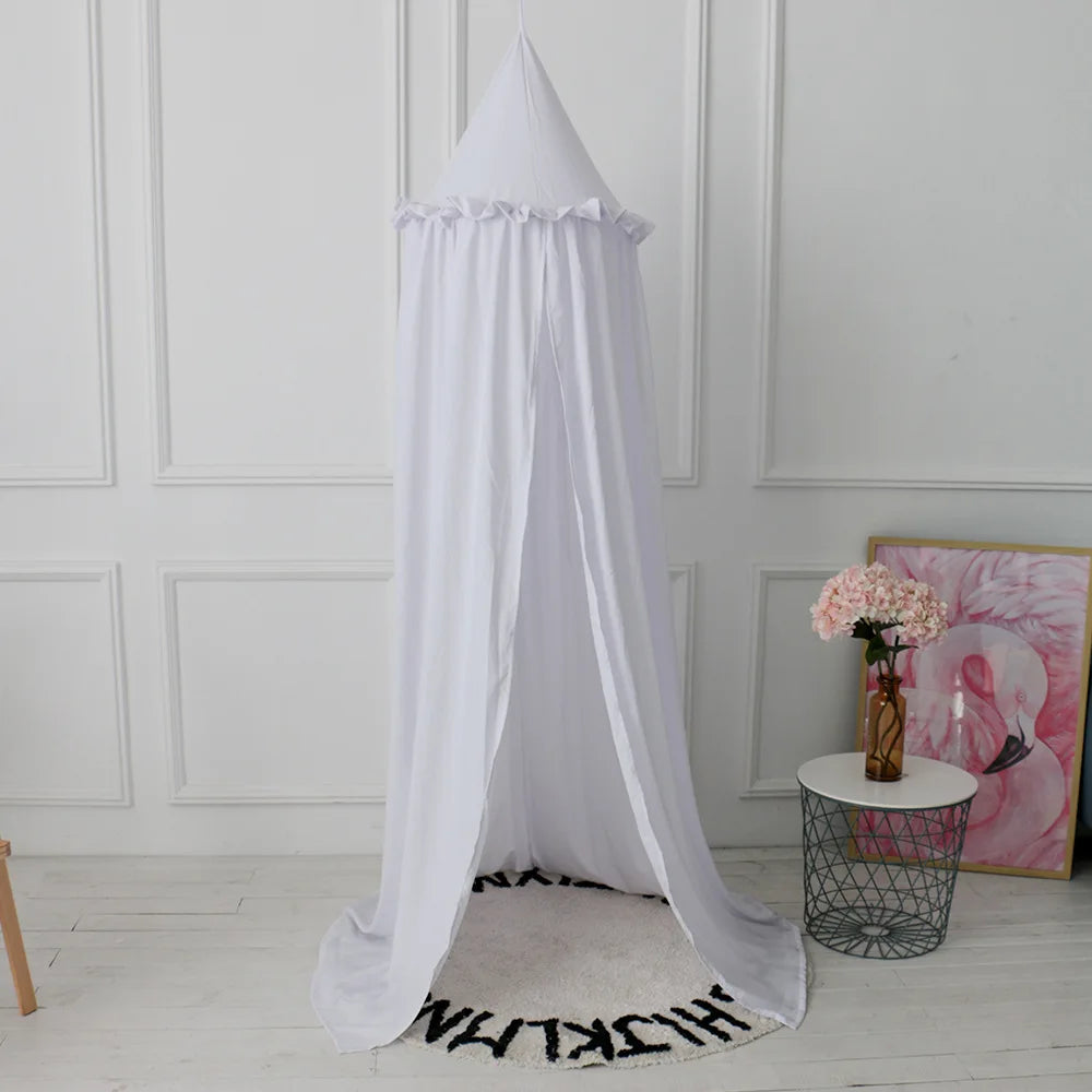 Ciel de lit bebe motif floral blanc