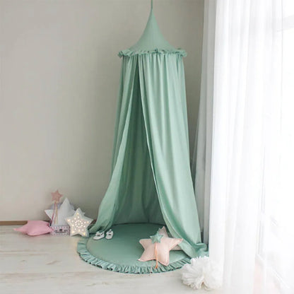 Ciel de lit bebe motif floral vert clair 