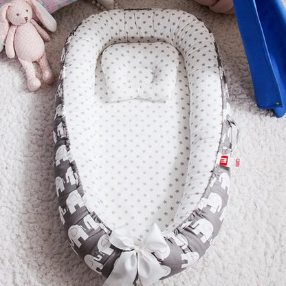 Cocon bebe amovible gris blanc points