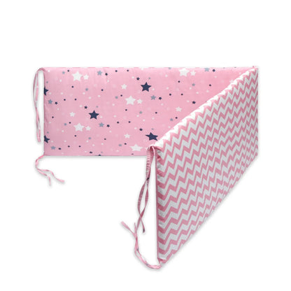 Contour de lit de bébé etoiles noires rose - idealechambredebb.com