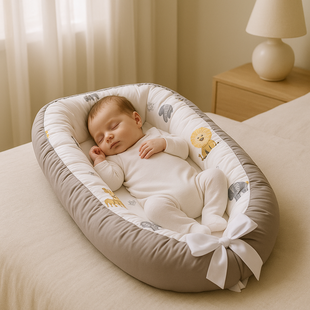 Réducteur de lit bébé portatif beige blanc