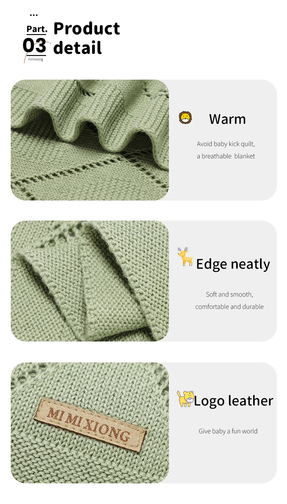 Couvertures pour bébé en tricot de coton