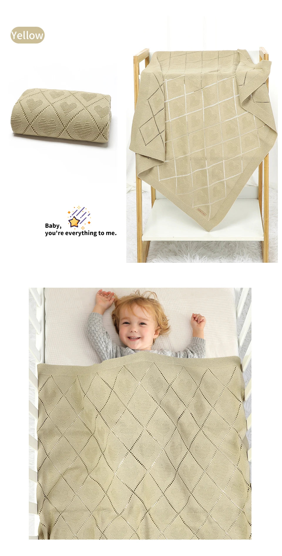 Couvertures pour bébé en tricot de coton