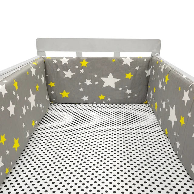 Tour de lit bébé Admirable gris étoiles  blanches - idealechambredebb.com