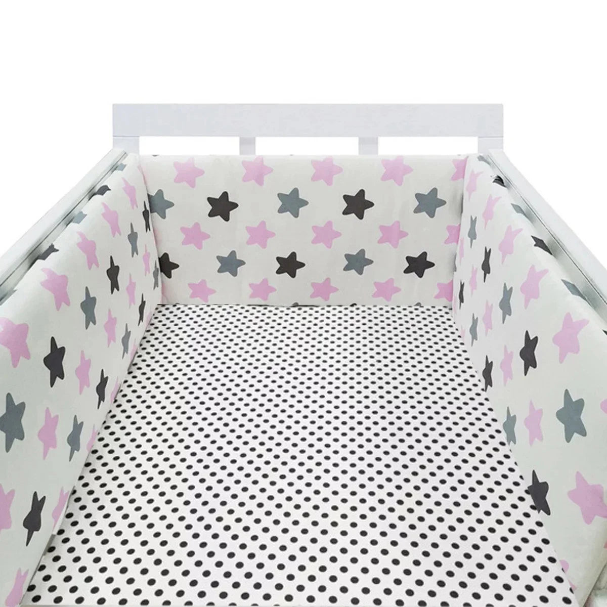 Tour de lit bébé Admirable rose noires étoiles - idealechambredebb.com
