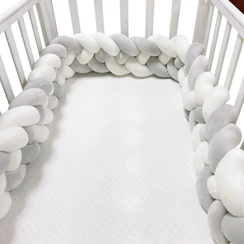 Tour de lit bébé Nouveau-né gris blanc-idealechambredebb.com
