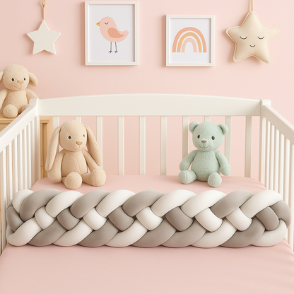 Tour de lit bébé Parfaite protection gris deco peluche