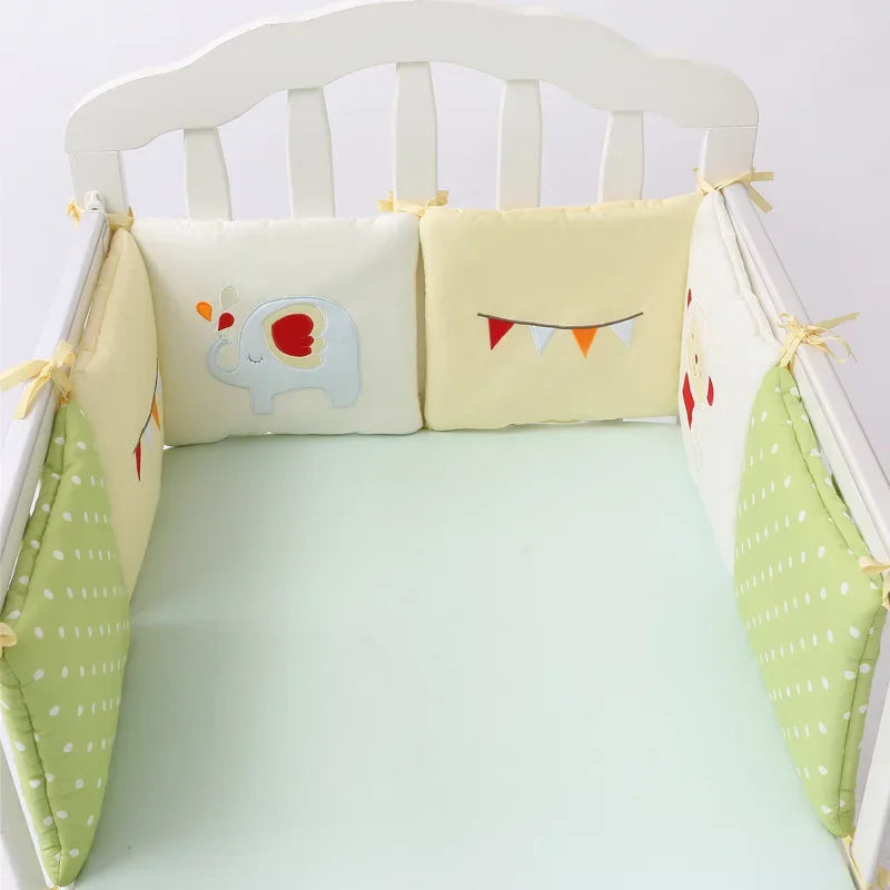 Tour de lit bebe anti-collision vert jaune blanc 