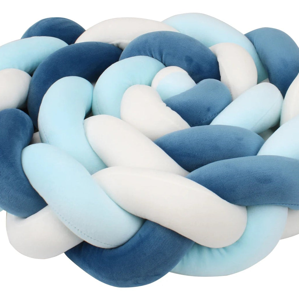 Tour de lit bebe ultradoux blanc bleu foncé- idealechambredebb.com