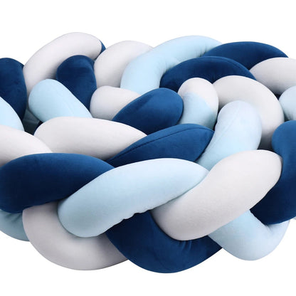 Tour de lit bebe ultradoux blanc bleu - idealechambredebb.com