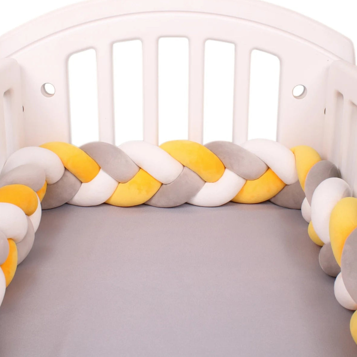 Tour de lit bebe ultradoux blanc-jaune-rose-idealechambredebb.com
