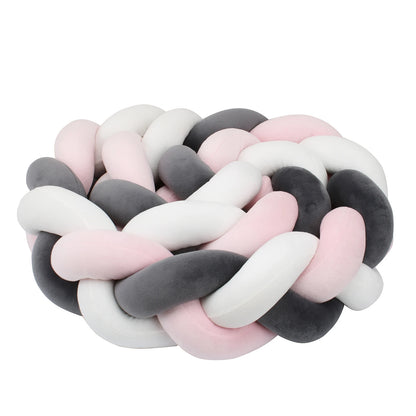Tour de lit bebe ultradoux blanc-rose-gris-idealechambredebb.com