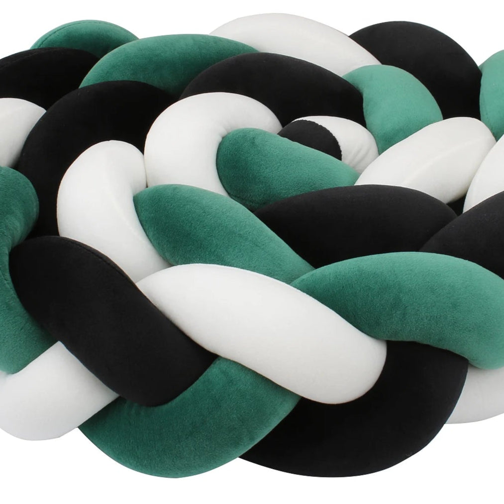 Tour de lit bebe ultradoux blanc vert-noir - idealechambredebb.com