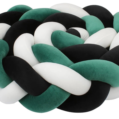 Tour de lit bebe ultradoux blanc vert-noir - idealechambredebb.com