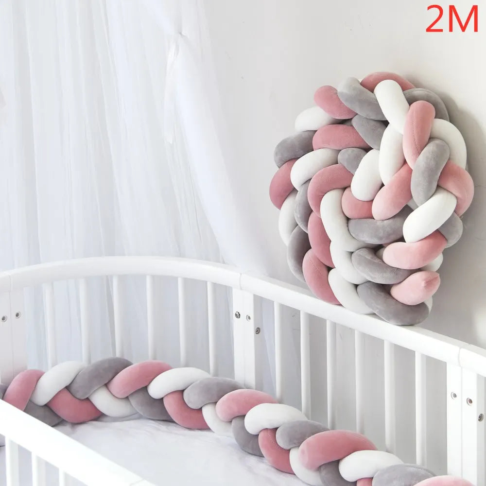 Tour de lit pour bebe Coton doux blanc gris 2m - idealechambredebb.com