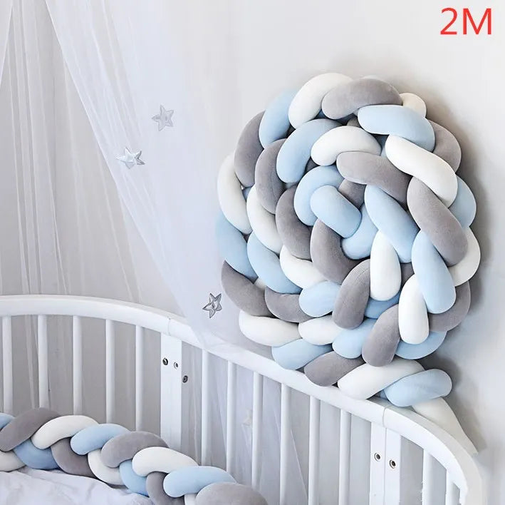 Tour de lit pour bebe Coton doux bleu gris 2m