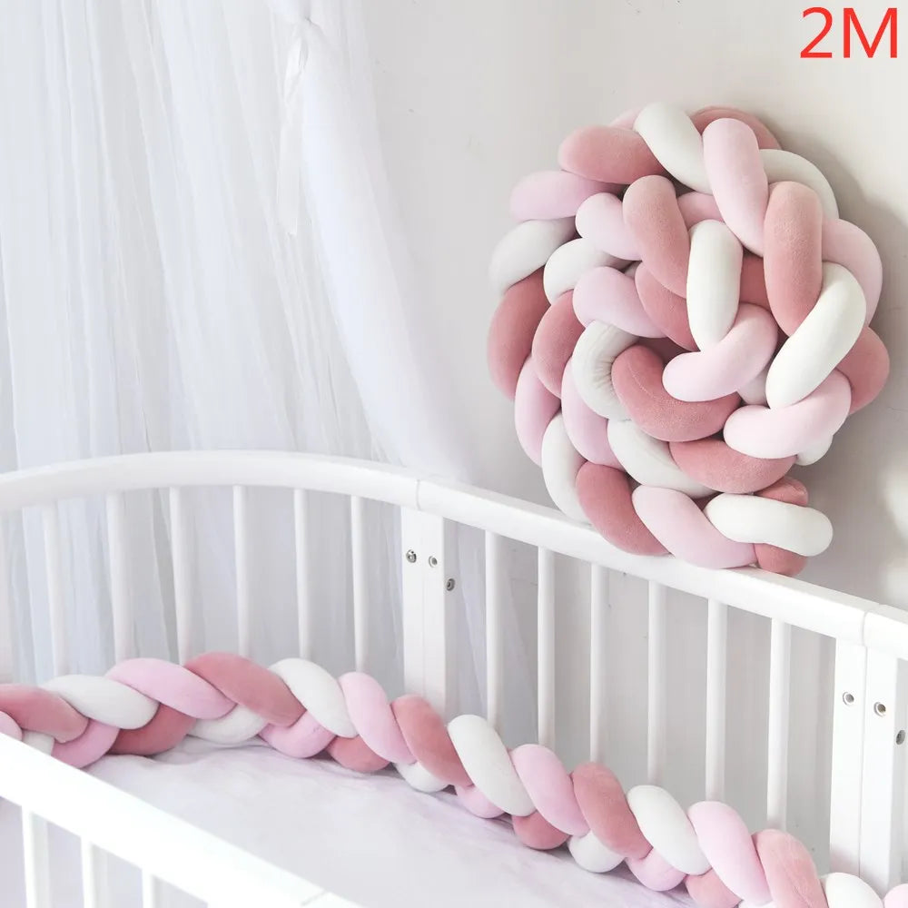 Tour de lit pour bebe Coton doux blanc-rose rose 2m - idealechambredebb.com