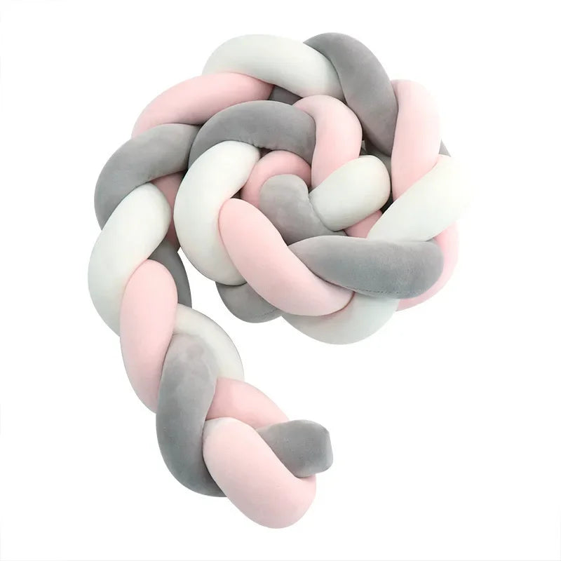 Tresse de lit Belle protection rose gris blanc