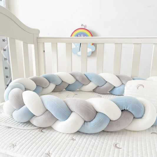 Tresse de lit très douce pour bébé bleu gris blanc