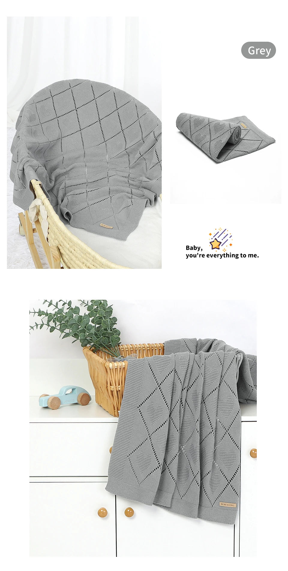 Couvertures pour bébé en tricot de coton - Chambre de Bébé Idéale