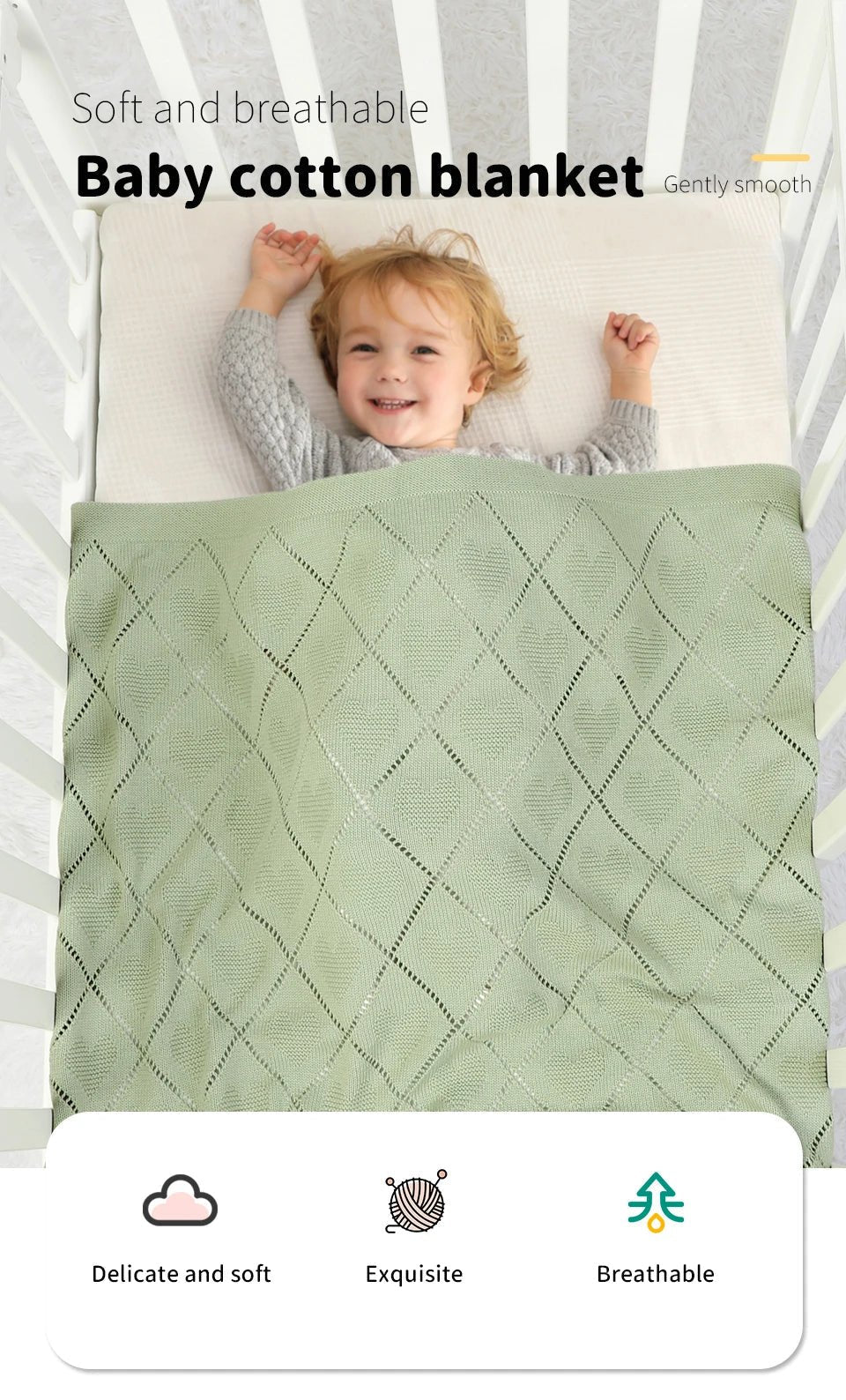 Couvertures pour bébé en tricot de coton - Chambre de Bébé Idéale