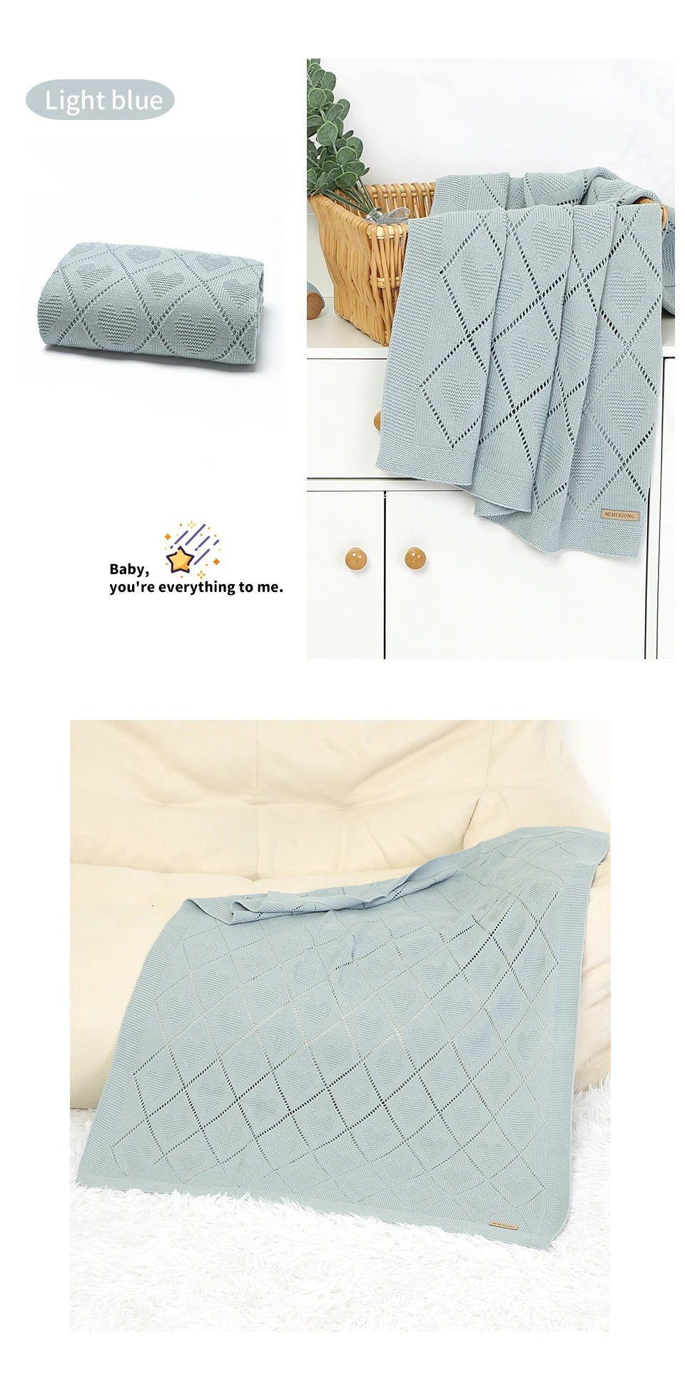 Couvertures pour bébé en tricot de coton - Chambre de Bébé Idéale