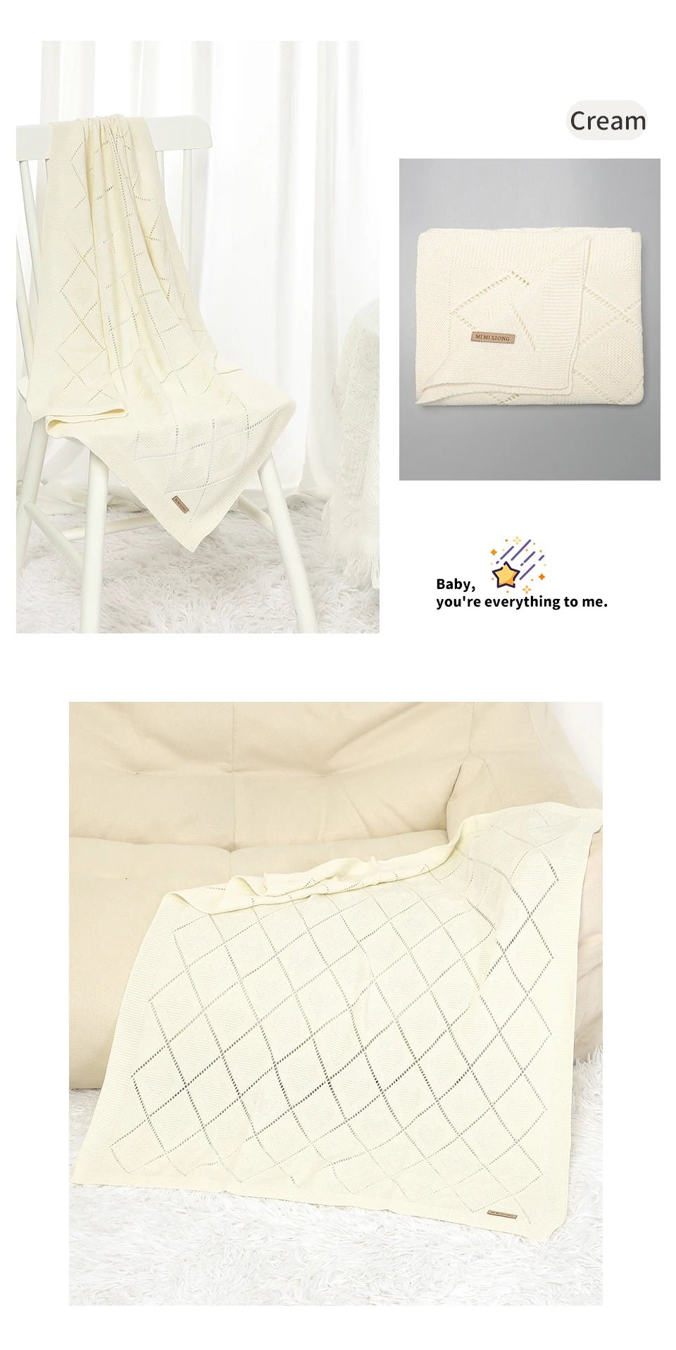 Couvertures pour bébé en tricot de coton - Chambre de Bébé Idéale