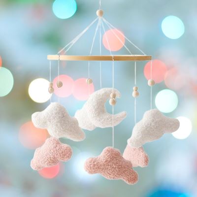 Mobile en Bois Bébé - WoodenCribBell™ - Nuages - Chambre de Bébé Idéale