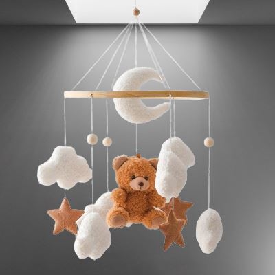 Mobile en Bois Bébé - WoodenCribBell™ - Oursson - Chambre de Bébé Idéale