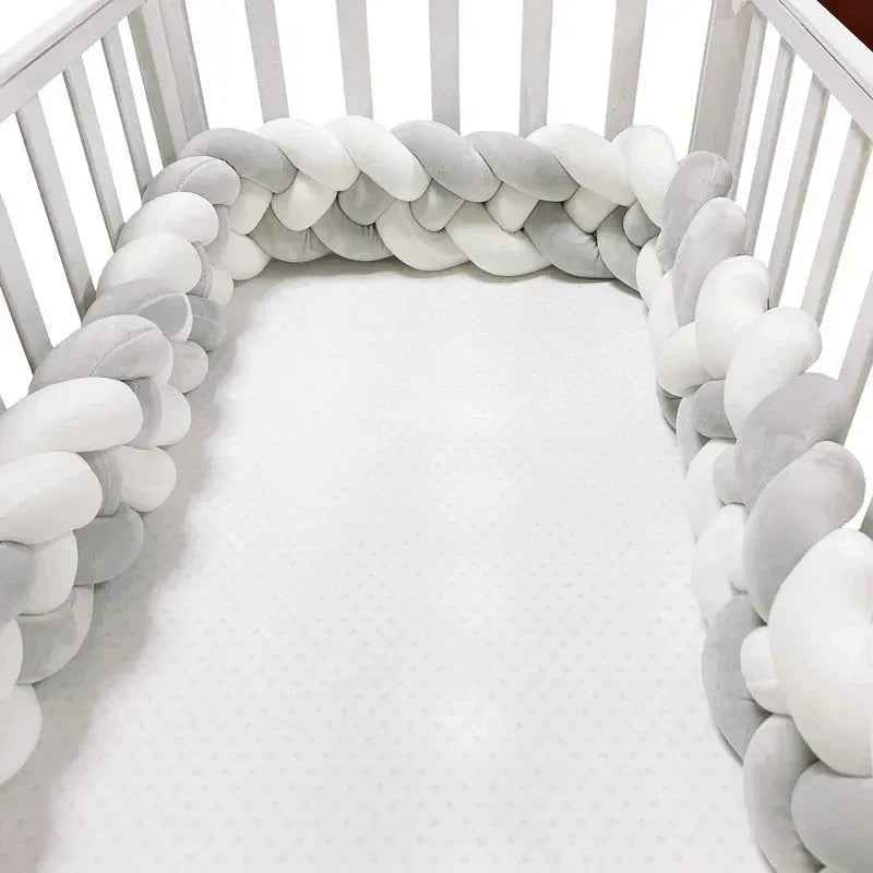 Tour de Lit Bebe - CozyKnot™ - Blanc Gris - Chambre de Bébé Idéale