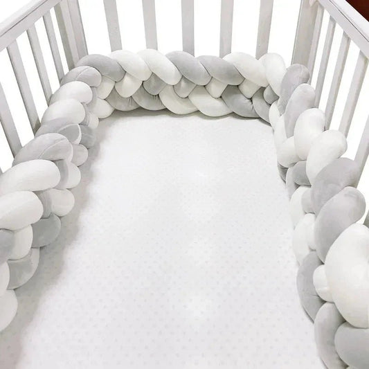 Tour de Lit Bebe - CozyKnot™ - Blanc Gris - Chambre de Bébé Idéale