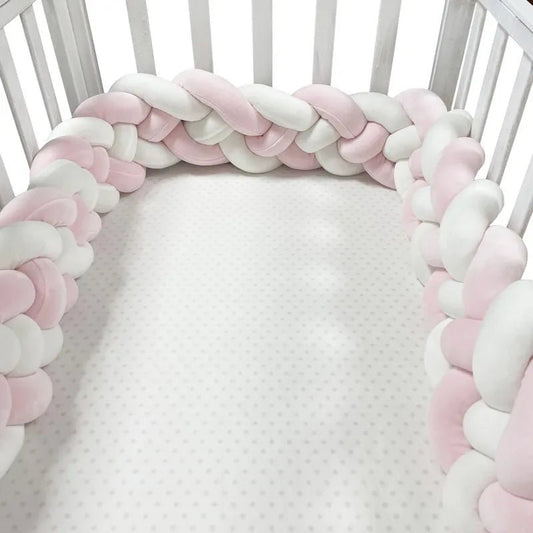 Tour de Lit Bebe - CozyKnot™ - Rose Blanc - Chambre de Bébé Idéale