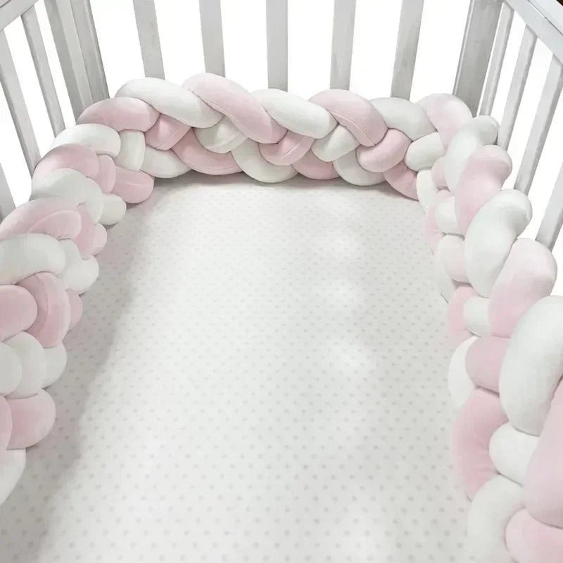 Tour de Lit Bebe - CozyKnot™ - Rose Blanc - Chambre de Bébé Idéale
