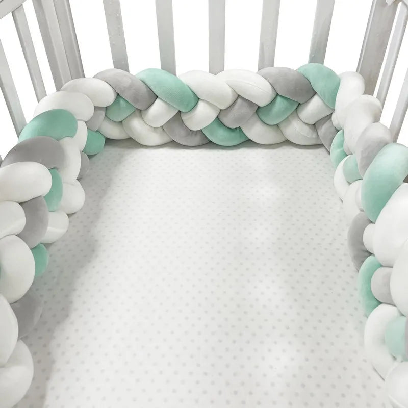 Tour de Lit Bebe - CozyKnot™ - Vert Blanc - Chambre de Bébé Idéale