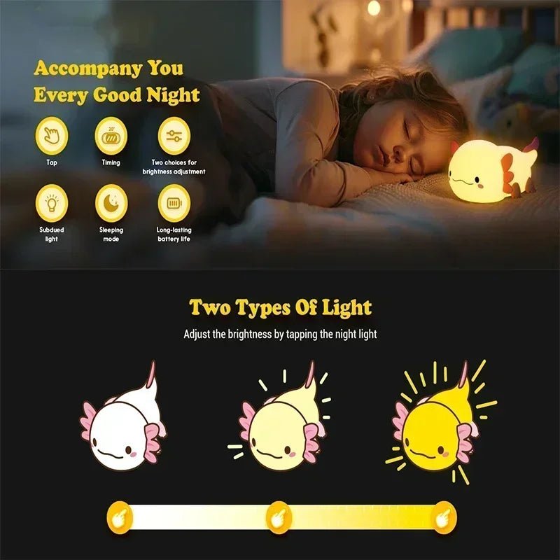Veilleuse Axolotl mignonne en silicone - Chambre de Bébé Idéale